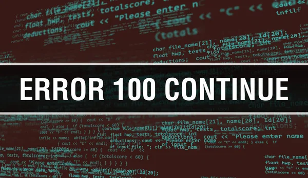 Error 100 Continue text written on Programming code abstract te — стоковое фото